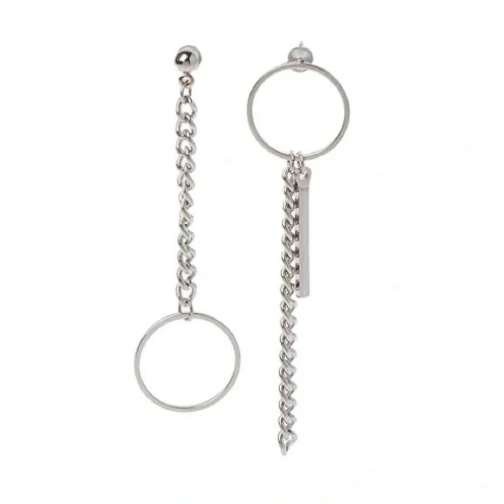 Asymmetrical Geometric Chain Drop Earrings